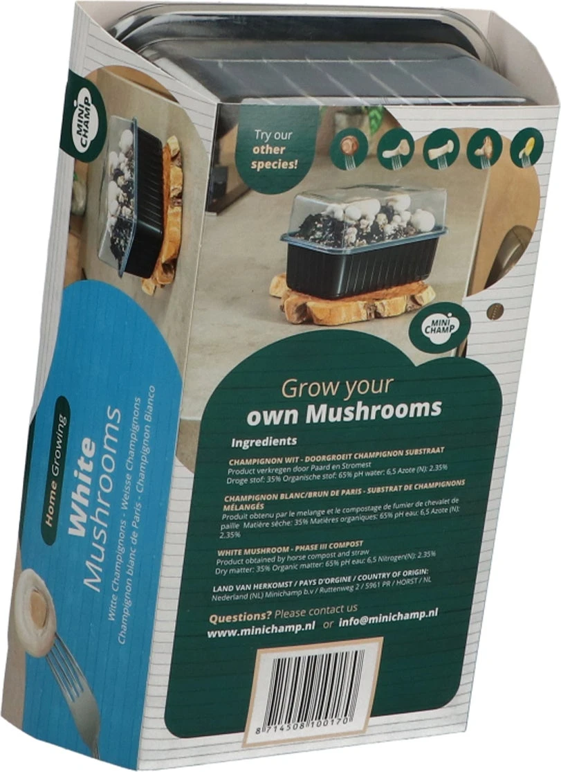 Mini Champ Home Growing Witte Champignons 27,7 X 8,6 X 17,5 Cm 2 Mini Champ Home Growing Witte Champignons 27,7 X 8,6 X 17,5 Cm - Afbeelding 2
