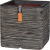 Capi Nature Bak Vierkant Rib 40 X 40 X 40 Cm Zwart Grijs