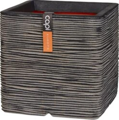 Capi Nature Bak Vierkant Rib 40 X 40 X 40 Cm Zwart Grijs