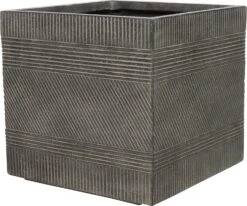 Intratuin Plantenbak Lijnen Grijs 44 X 44 X 43 Cm